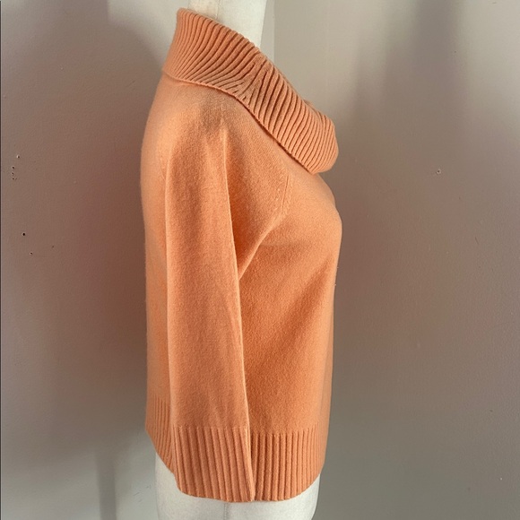 Lord & Taylor Peach Cashmete Cowl Neck Sweater sz S - Picture 4 of 6